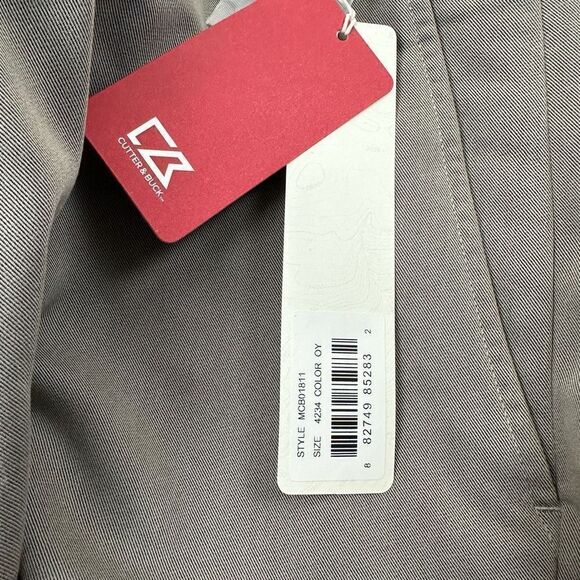 Cutter & Buck Men's Size 42x34 Golf Pants Neutral Oyster Taupe Pleat Front New - Picture 12 of 16